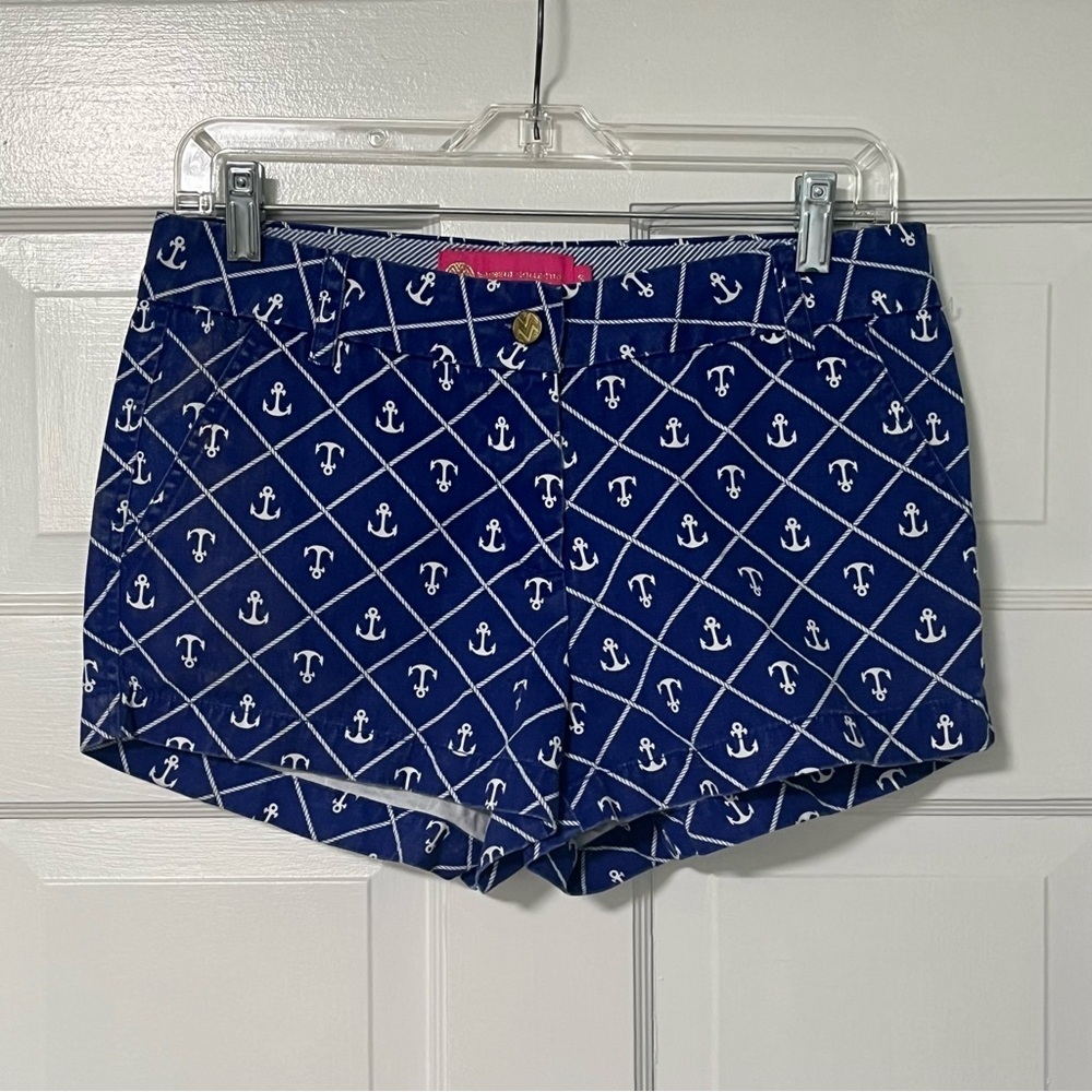 Macbeth Collection by Margaret Josephs Navy Anchor Print Women's Shorts